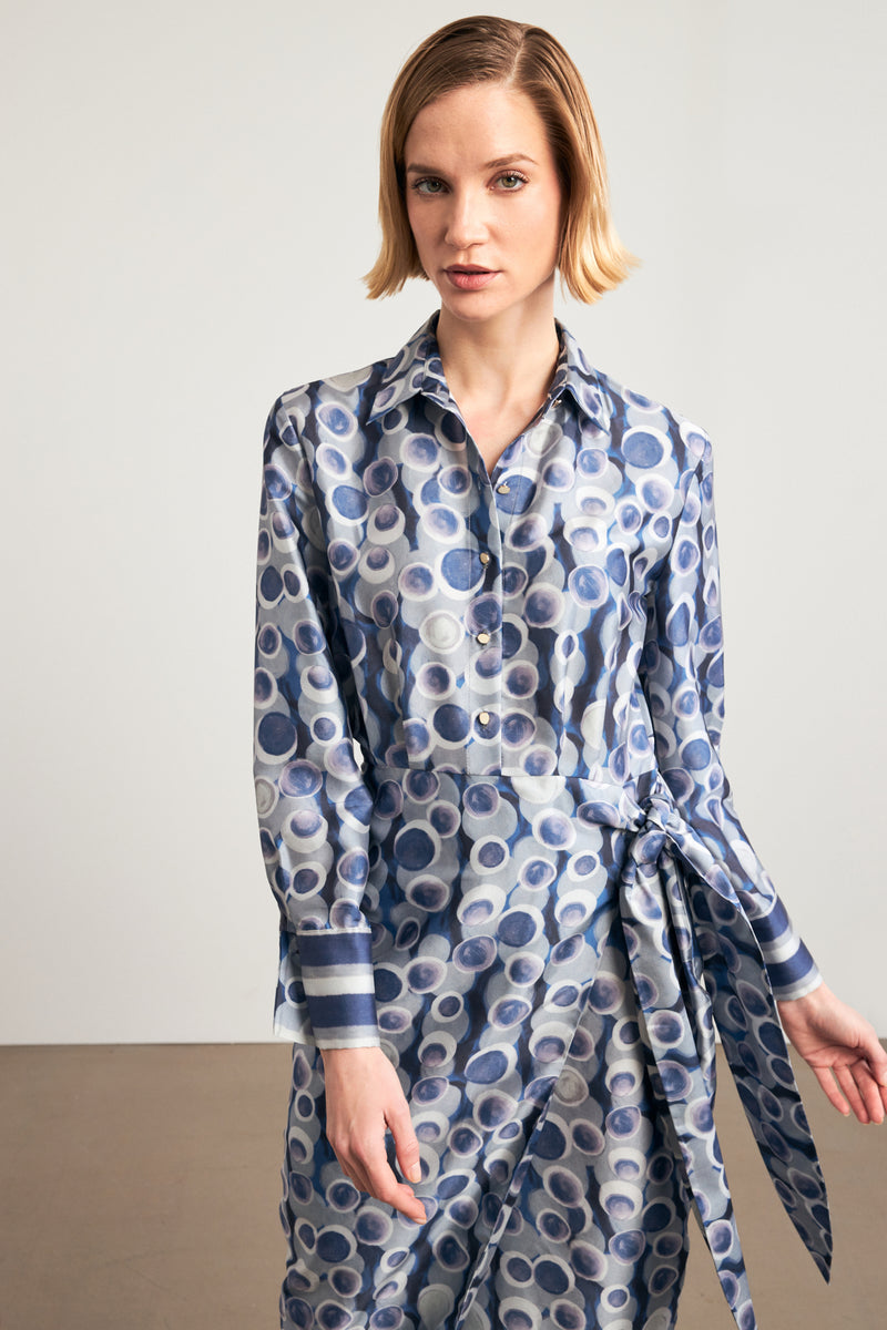 Setre Patterned Midi Dress Blue