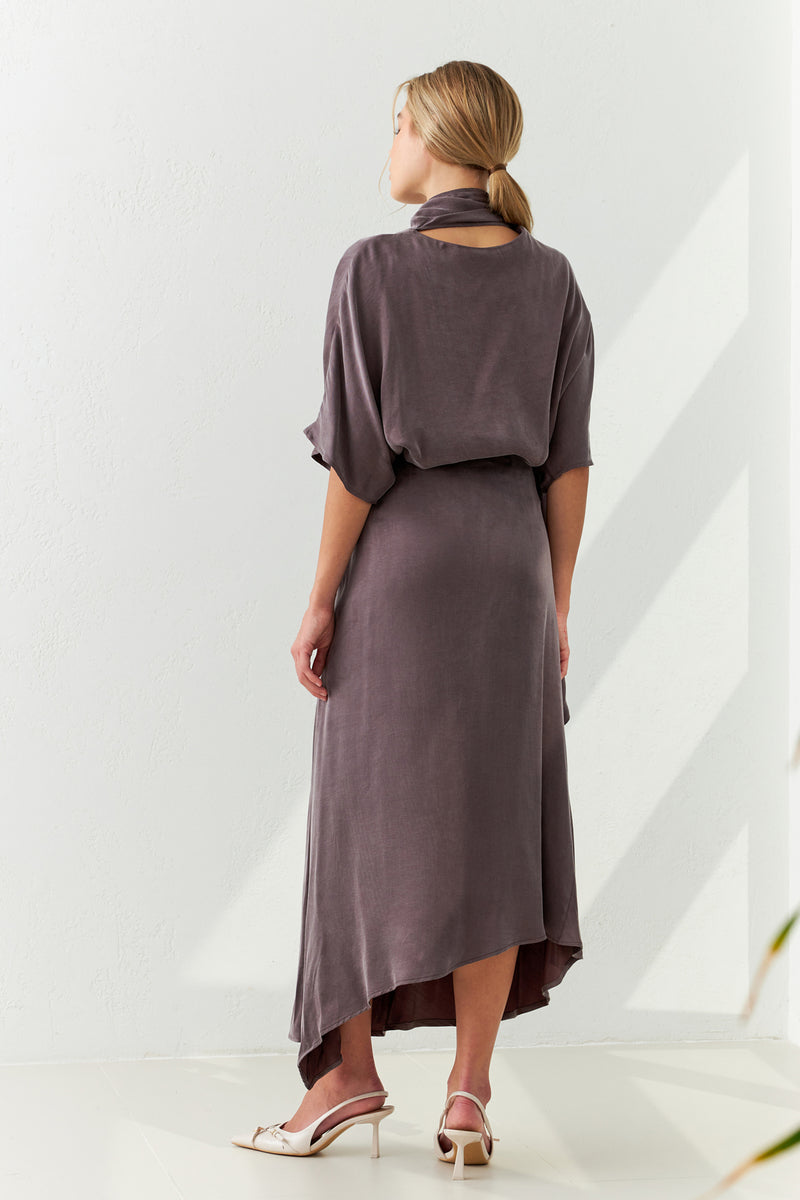 Setre Asymmetrical Gathered Skirt Brown