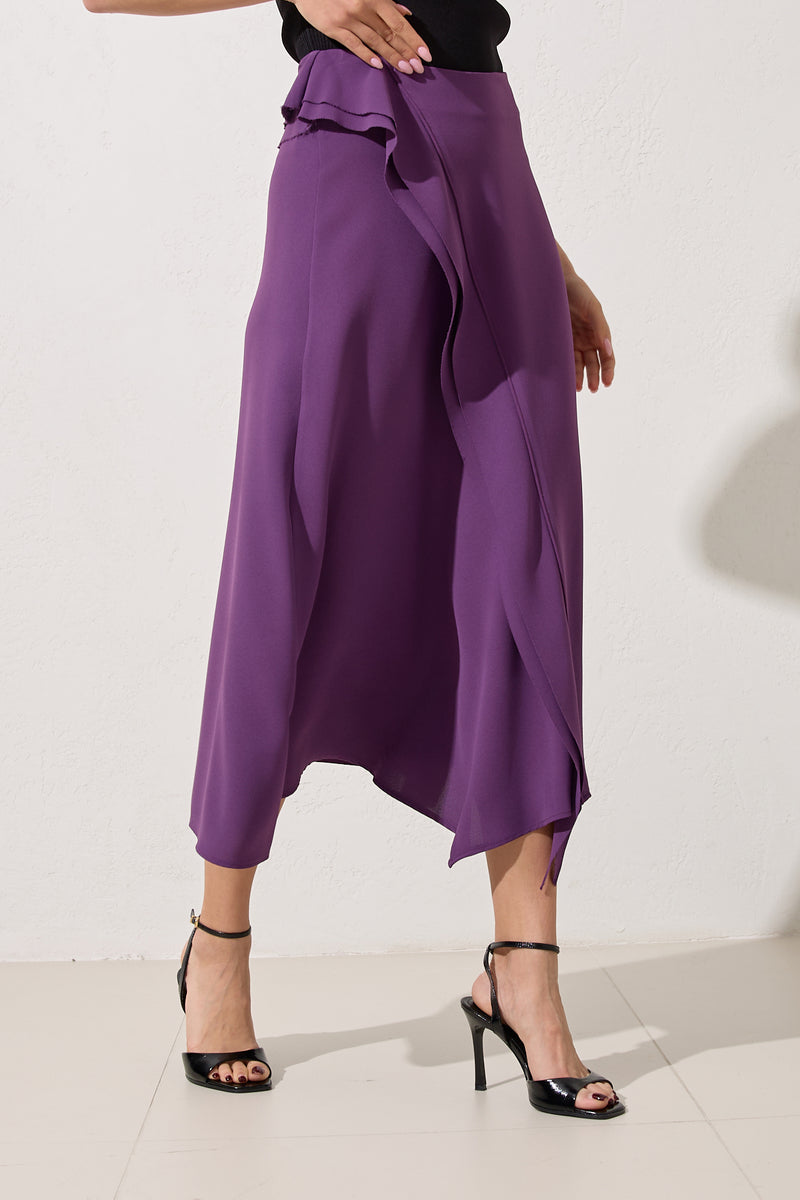 Setre Detailed A-Line Midi Skirt Purple