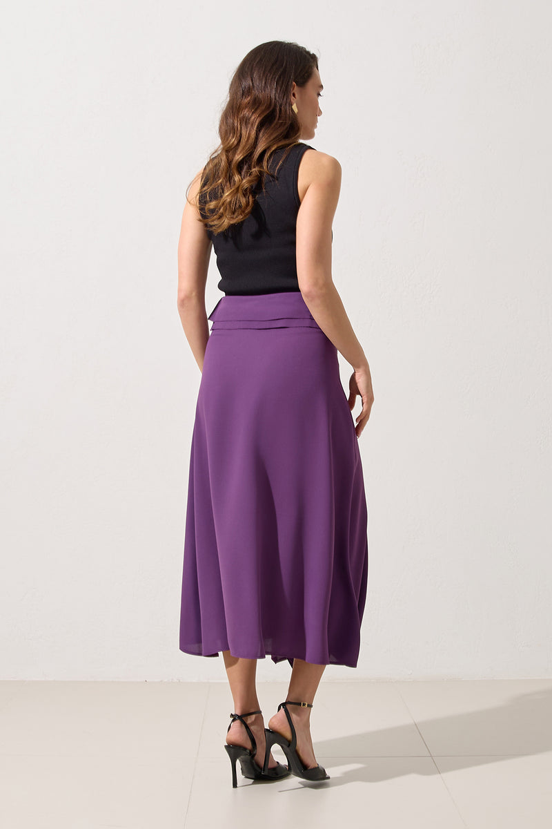Setre Detailed A-Line Midi Skirt Purple