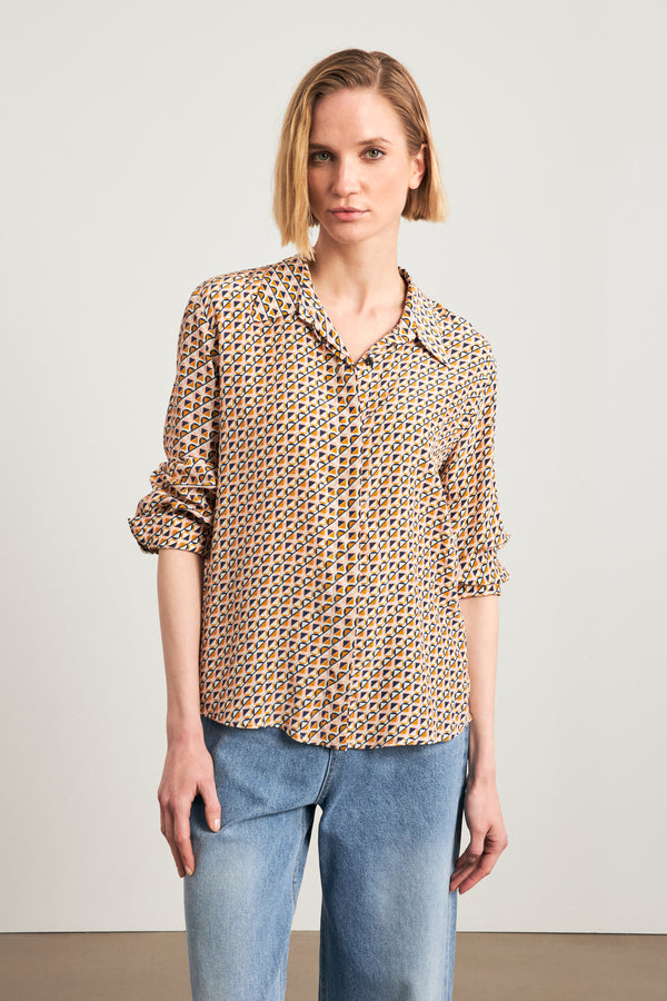 Setre Patterned Long Sleeve Shirt Mustard