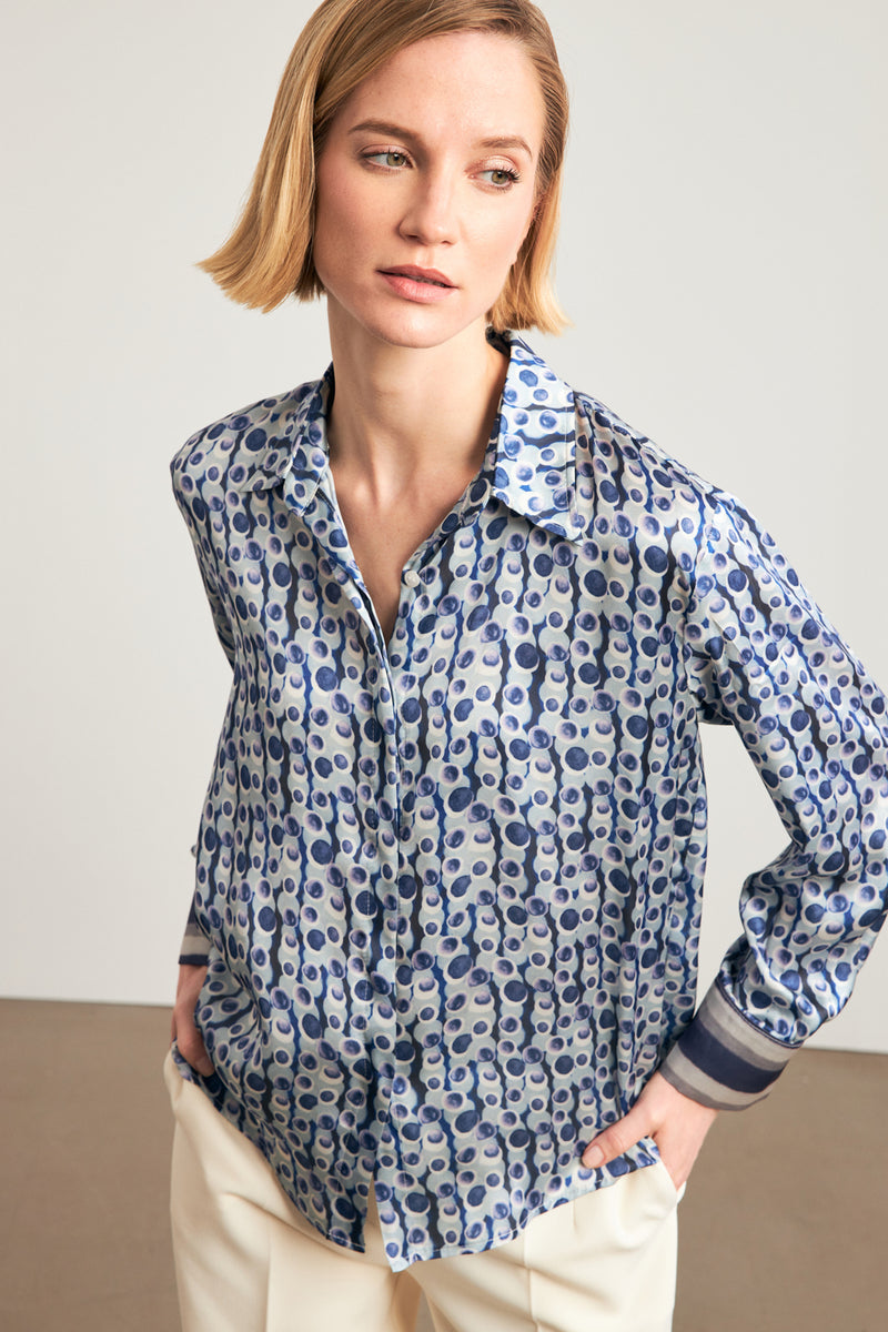 Setre Patterned Long Sleeve Shirt Blue