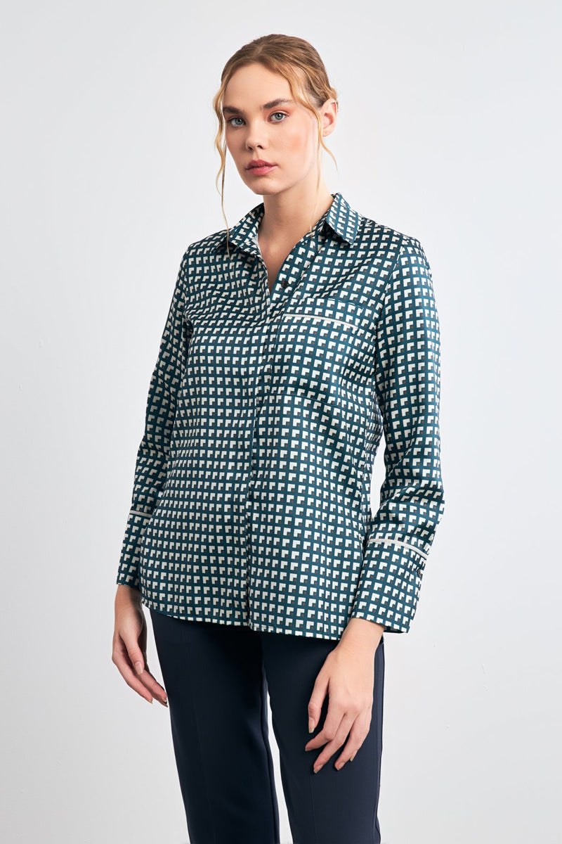 Setre Geometric Pattern Shirt Light Green