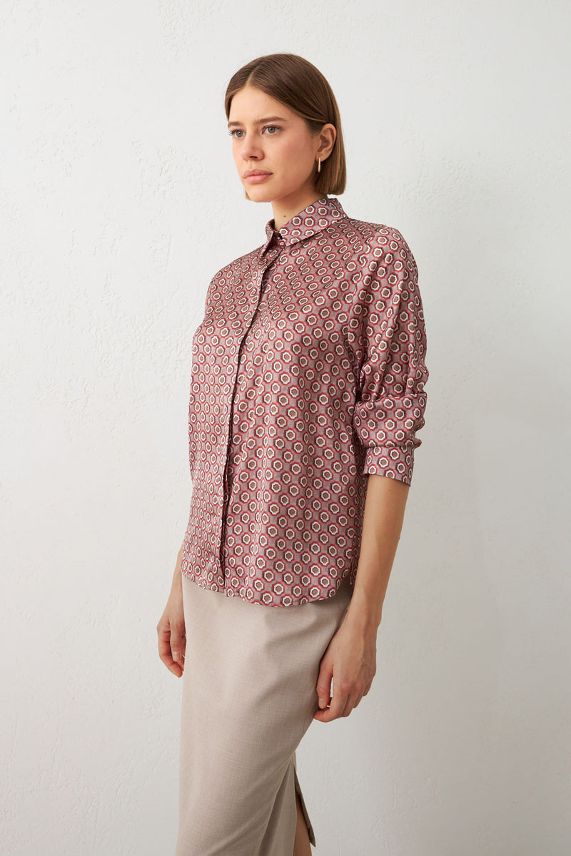 Setre Patterned Relaxed Cut Shirt Mink