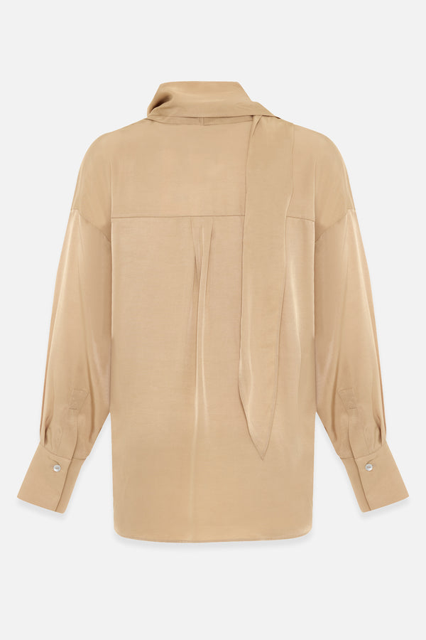 Setre Collar Tie Detail Shirt Beige