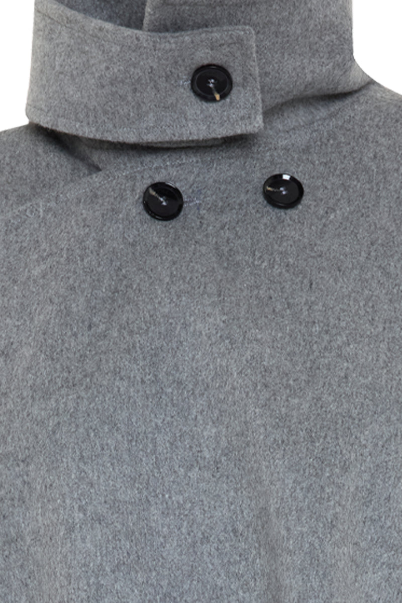 Setre Button Detailed Poncho Coat Grey