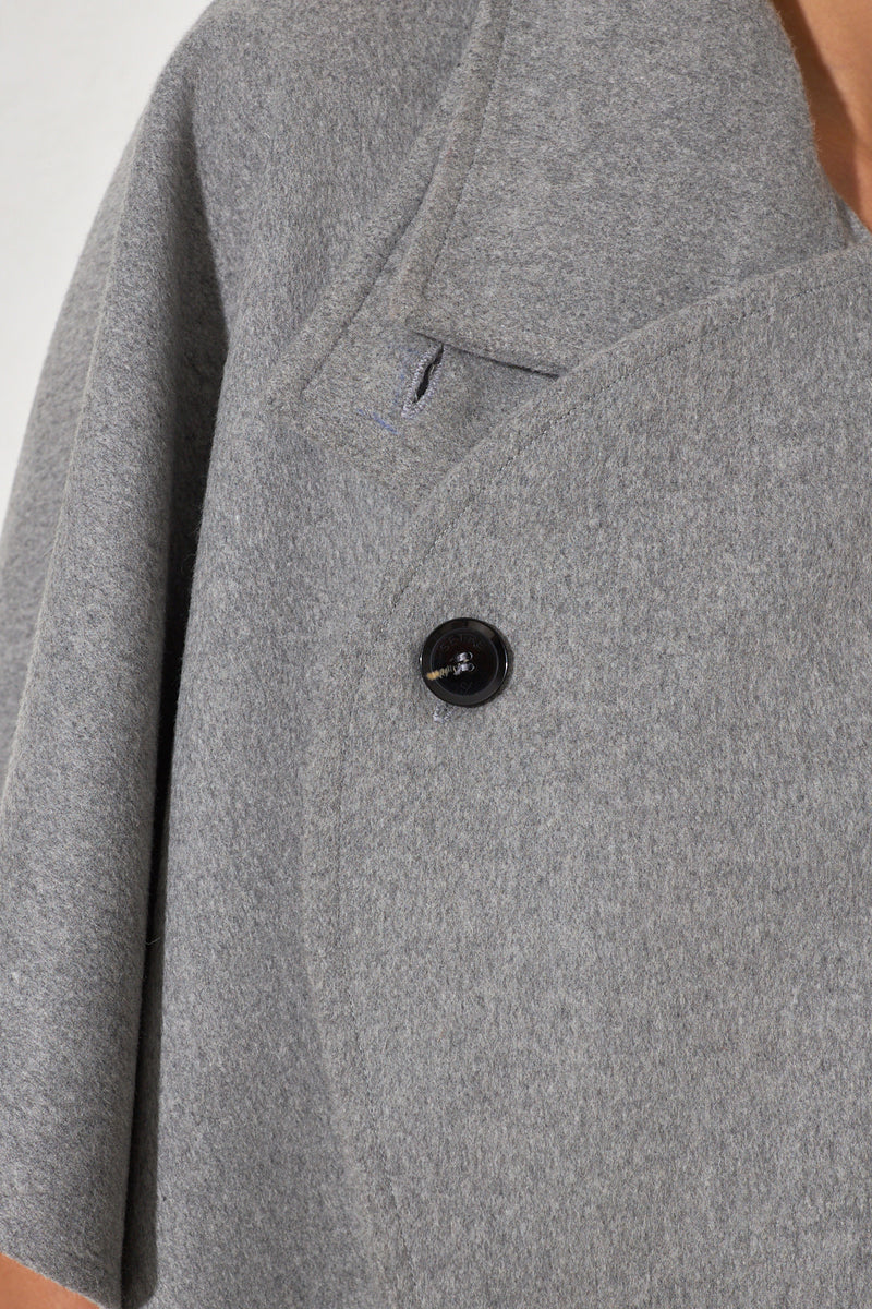 Setre Button Detailed Poncho Coat Grey