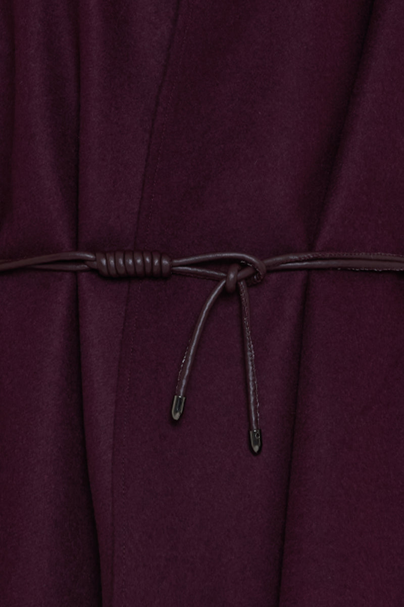 Setre Collarless Loose Comfortable Cut Coat Burgundy