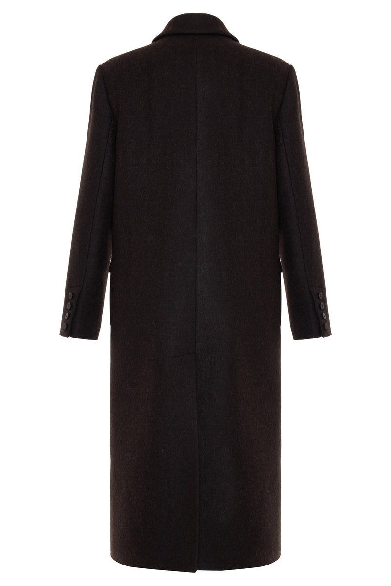 Setre Asymmetrical Button And Pocket Detailed Coat Coffee Brown