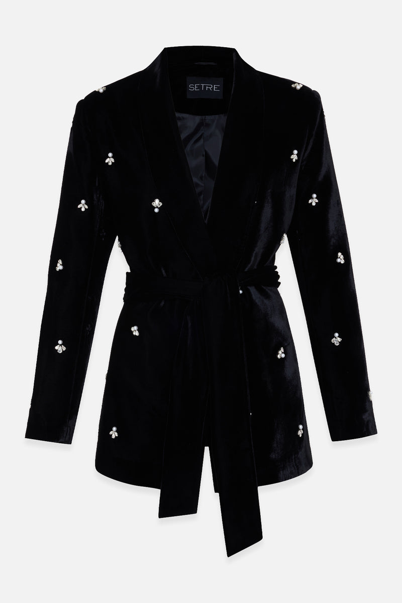 Setre Stone And Collar Detailed Tie Jacket Black