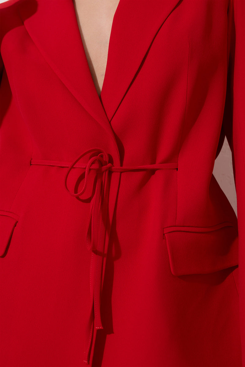 Setre Flap Pockets Drawstring Suit Red