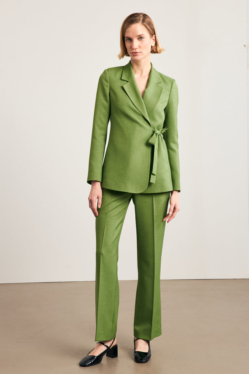 Setre Asymmetrical Side Tie Detailed Jacket Green