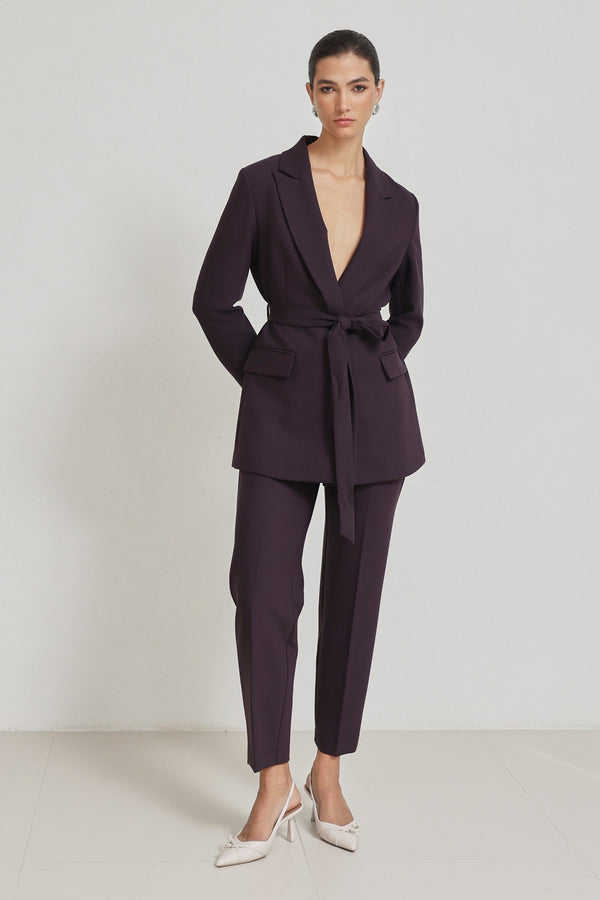 Setre Jacket And Trouser Suit With Pocket And Tie Detail Light Brown