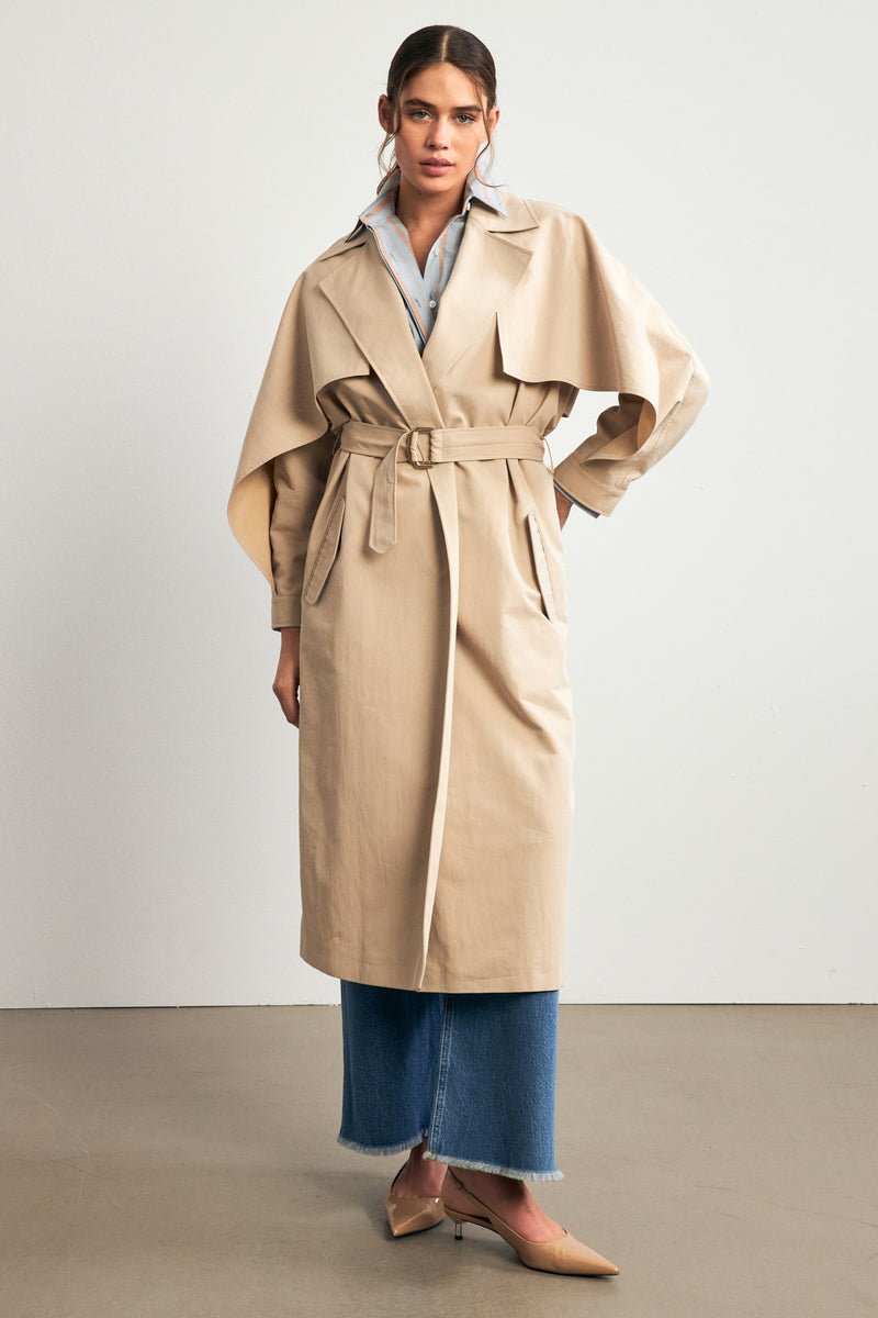 Setre Belted Trench Coat With Pockets Beige