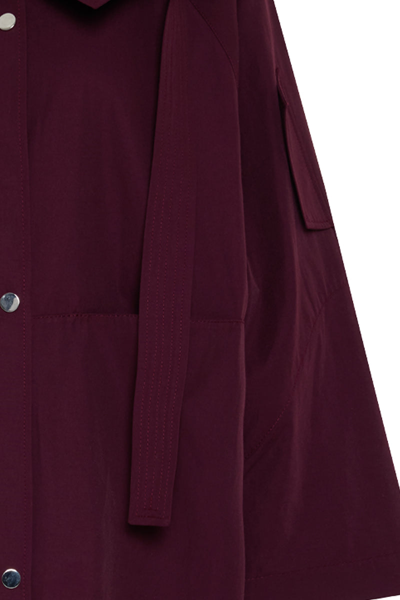 Setre Relaxed Cut Trench Coat With Collar Detail Burgundy
