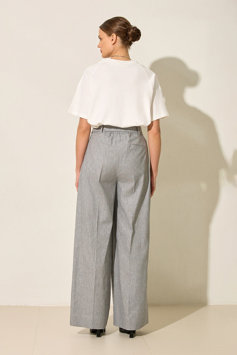 Setre Waist Tie Ankle Length Trouser Grey Melange