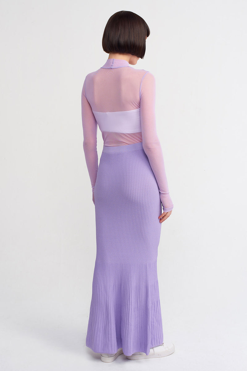 Nu Solid Knitted Maxi Skirt Lilac