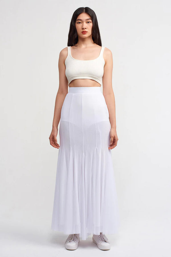 Nu Solid Tulle Mermaid Skirt Off White
