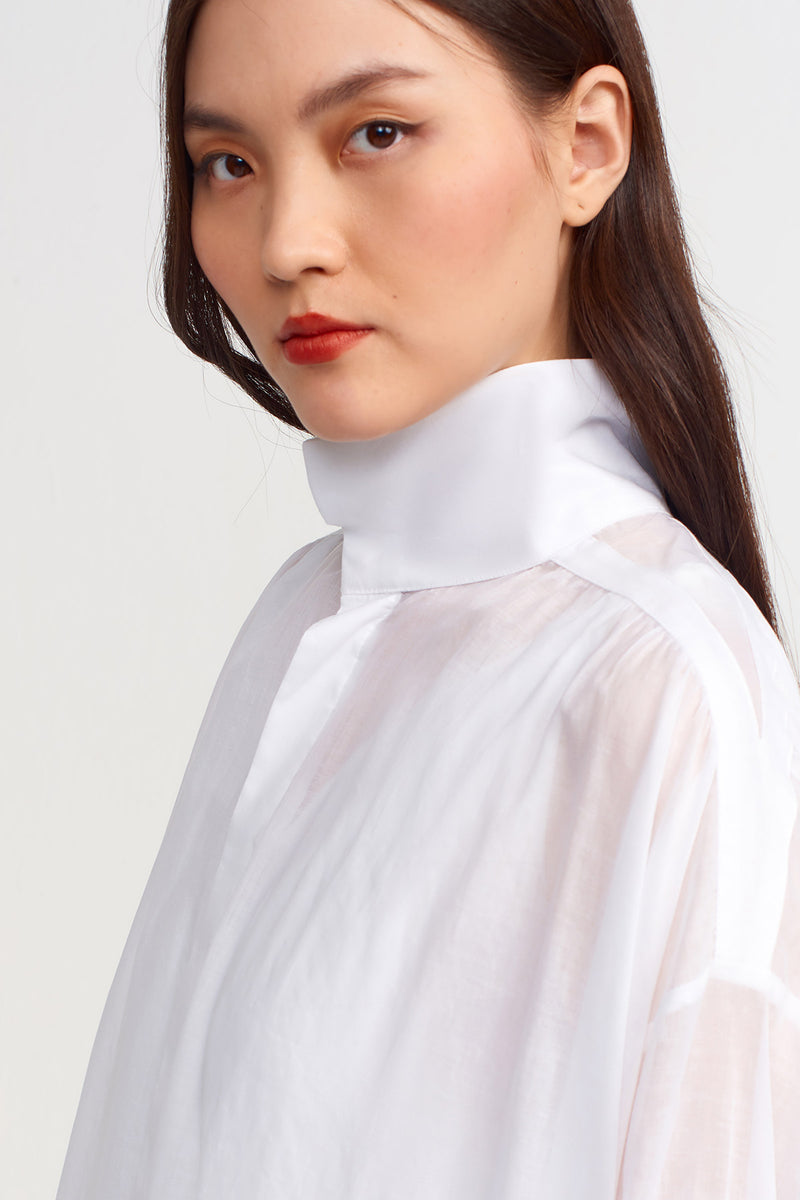 Nu Solid Long Sleeves Shirt Dress Off White