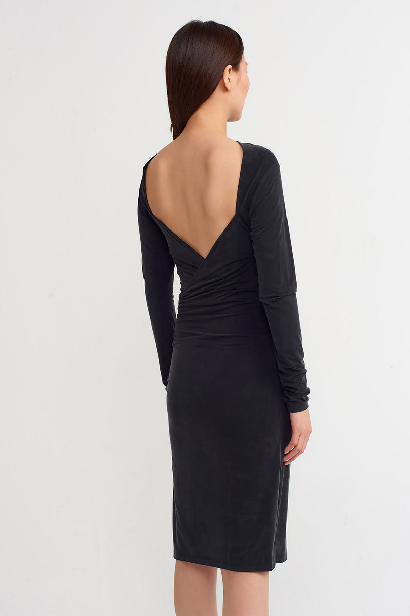 Nu Double-Breasted Midi Dress Black