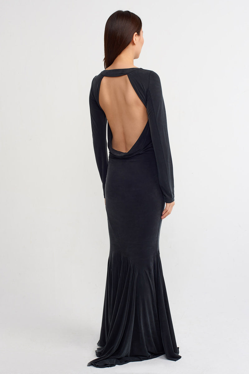Nu Backless Detail Maxi Dress Black