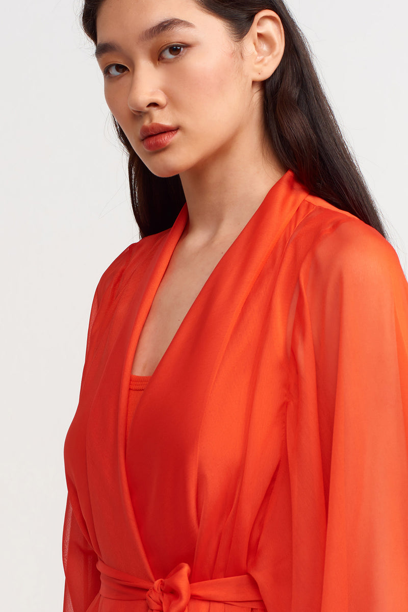 Nu Solid Chiffon Kimono Outerwear Orange – Wardrobe Fashion KW