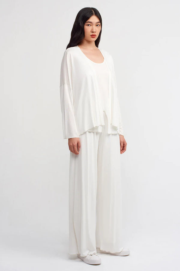 Nu Solid Open Front Outerwear Off White