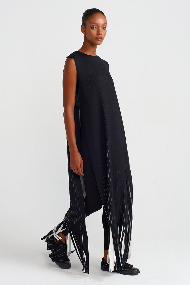 Nu Laser-Cut Long Tunic Black