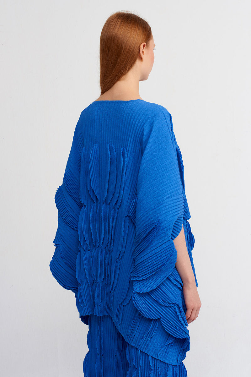 Nu Self-Patterned Pleated Blouse Blue