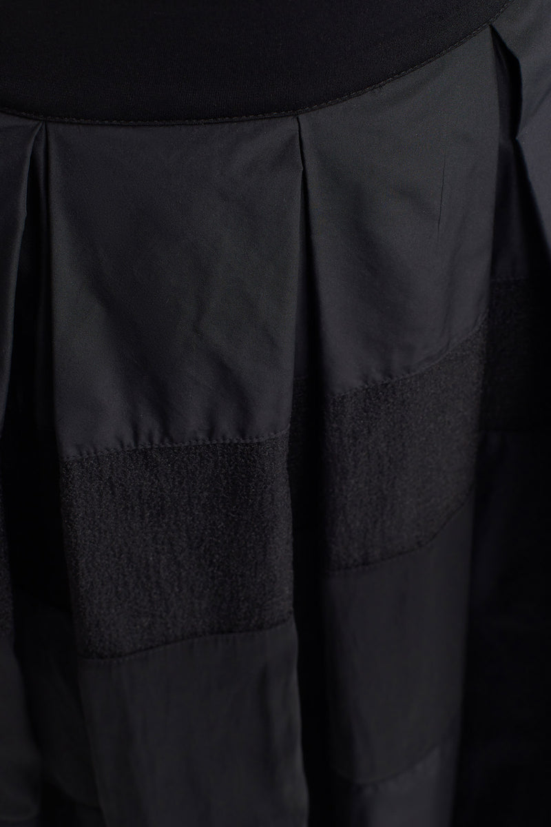 Nu Taffeta And Organza Ribbon Pleated Midi Skirt Black