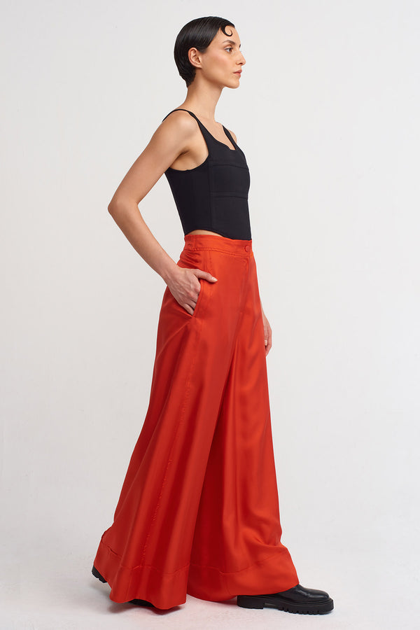 Nu High-Waisted, Wide-Leg Palazzo Pants Red