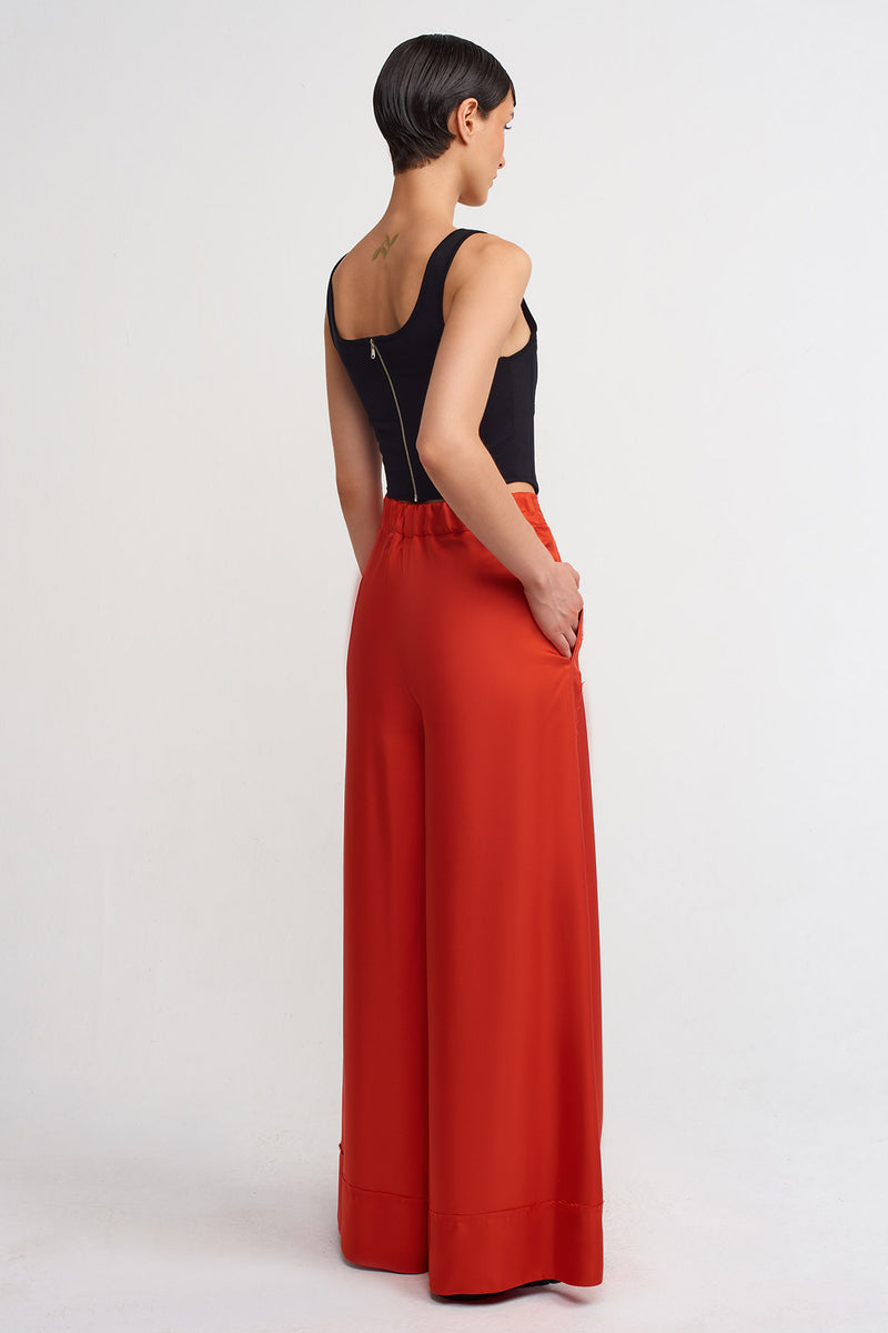 Nu High-Waisted, Wide-Leg Palazzo Pants Red