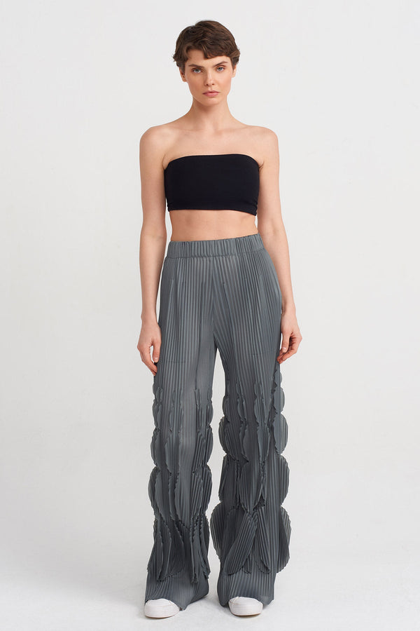 Nu Ruffled Pleated Trousers Silver