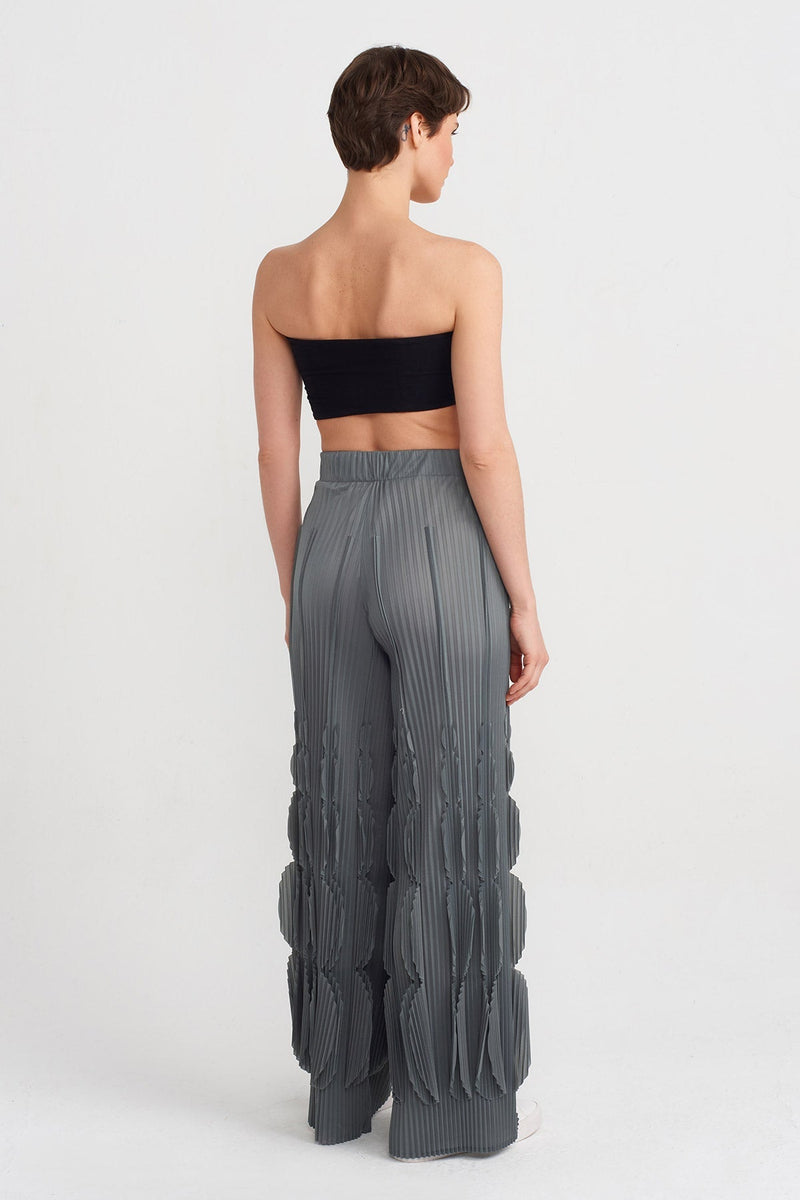 Nu Ruffled Pleated Trousers Silver