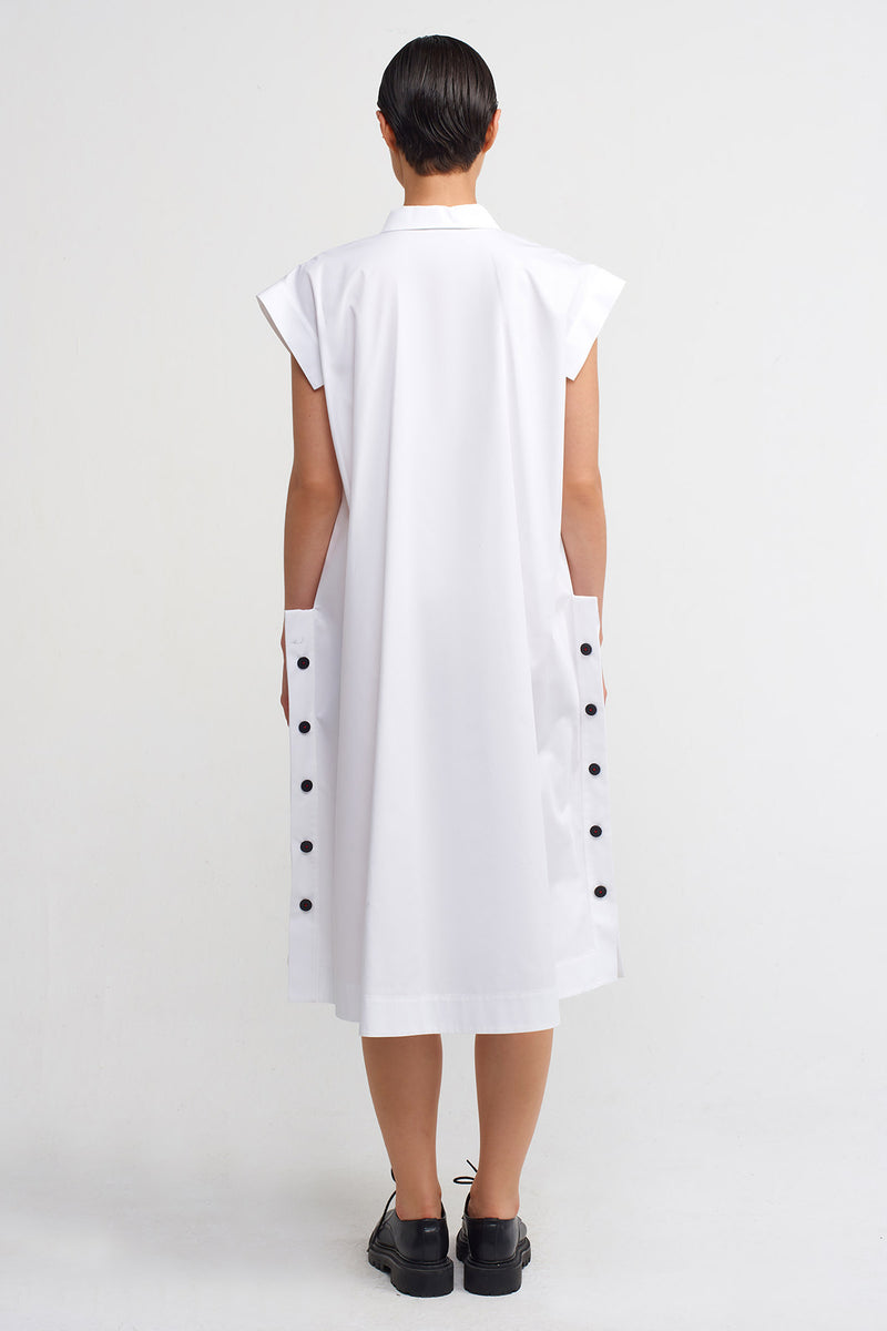 Nu Print And Embroidery Detailed Dress Off White/Black
