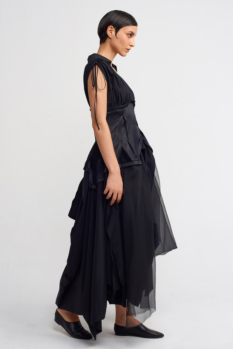 Nu Built-In Corset Tulle Dress Black