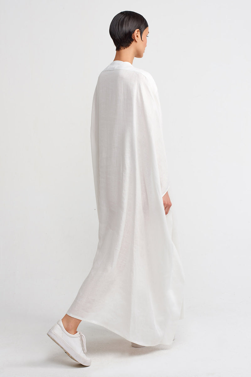 Nu Macramé Detail Front, Long Dress Off White