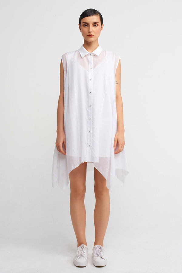 Nu Asymmetric Shirt Dress Off White