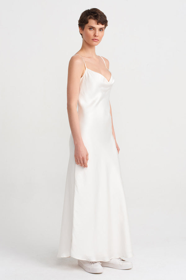 Nu Thin Strapped Elegant Long Dress Off White