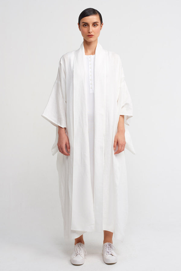 Nu Long Linen Kimono Off White