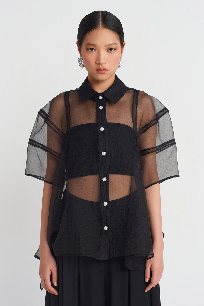 Nu Organza Elegant Shirt Black