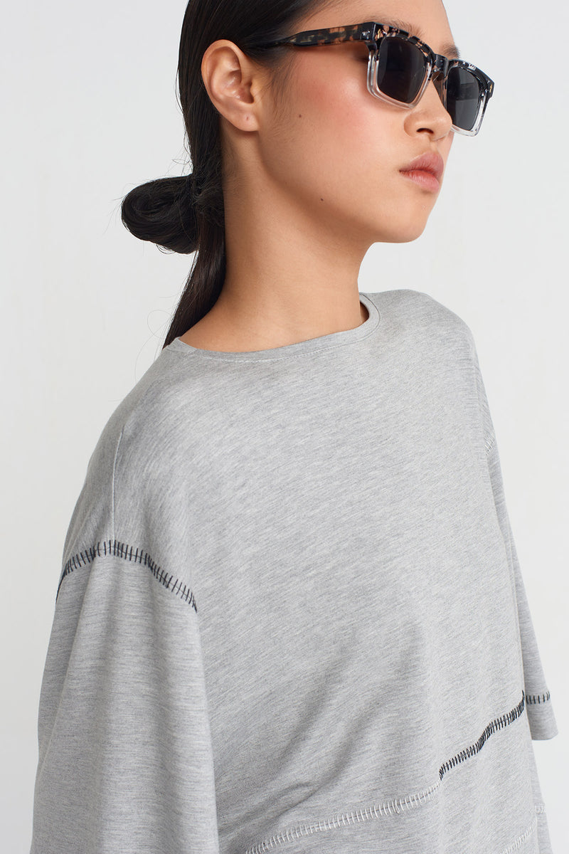 Nu Stitched Detail T-Shirt Grey Melange