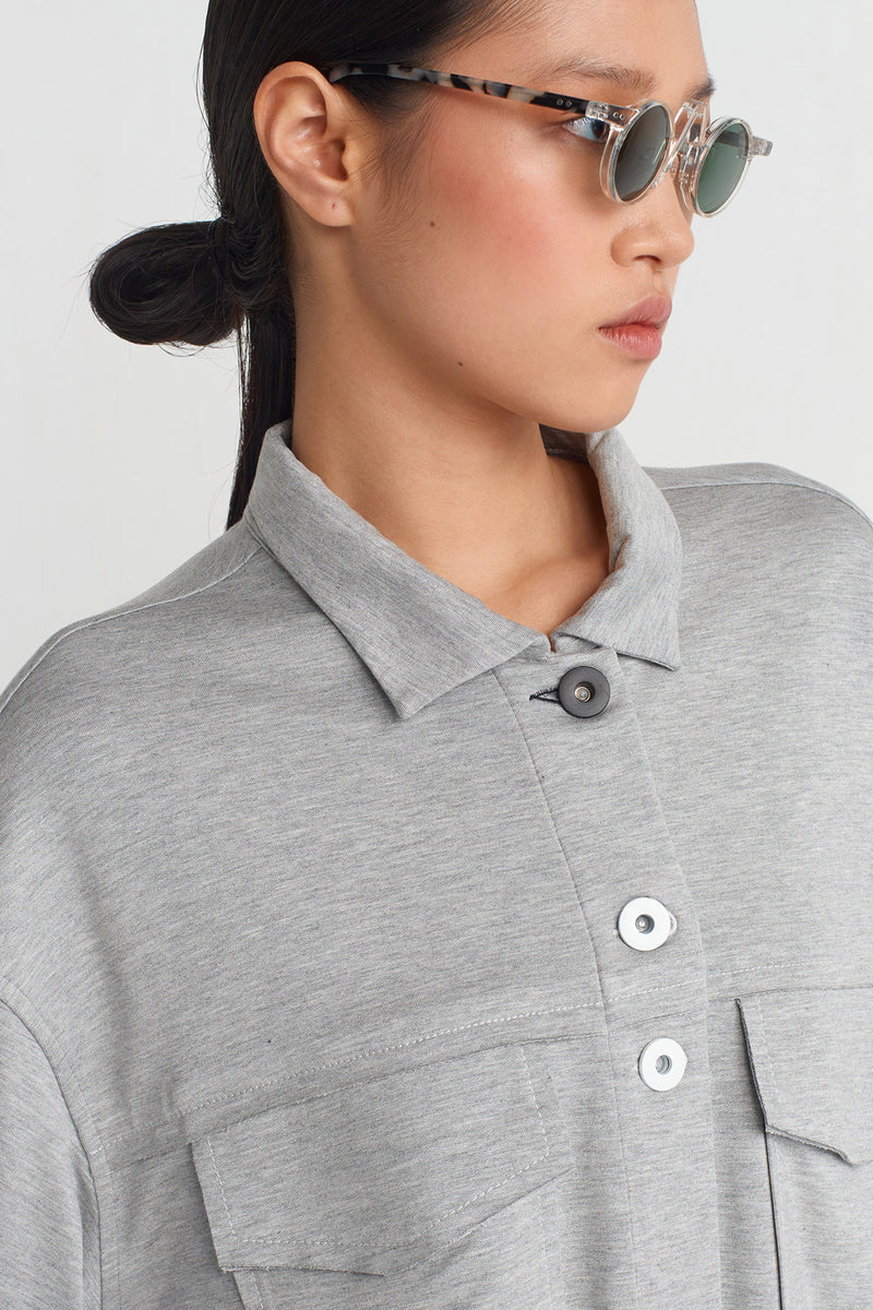 Nu Stitched Detail Shirt Grey Melange