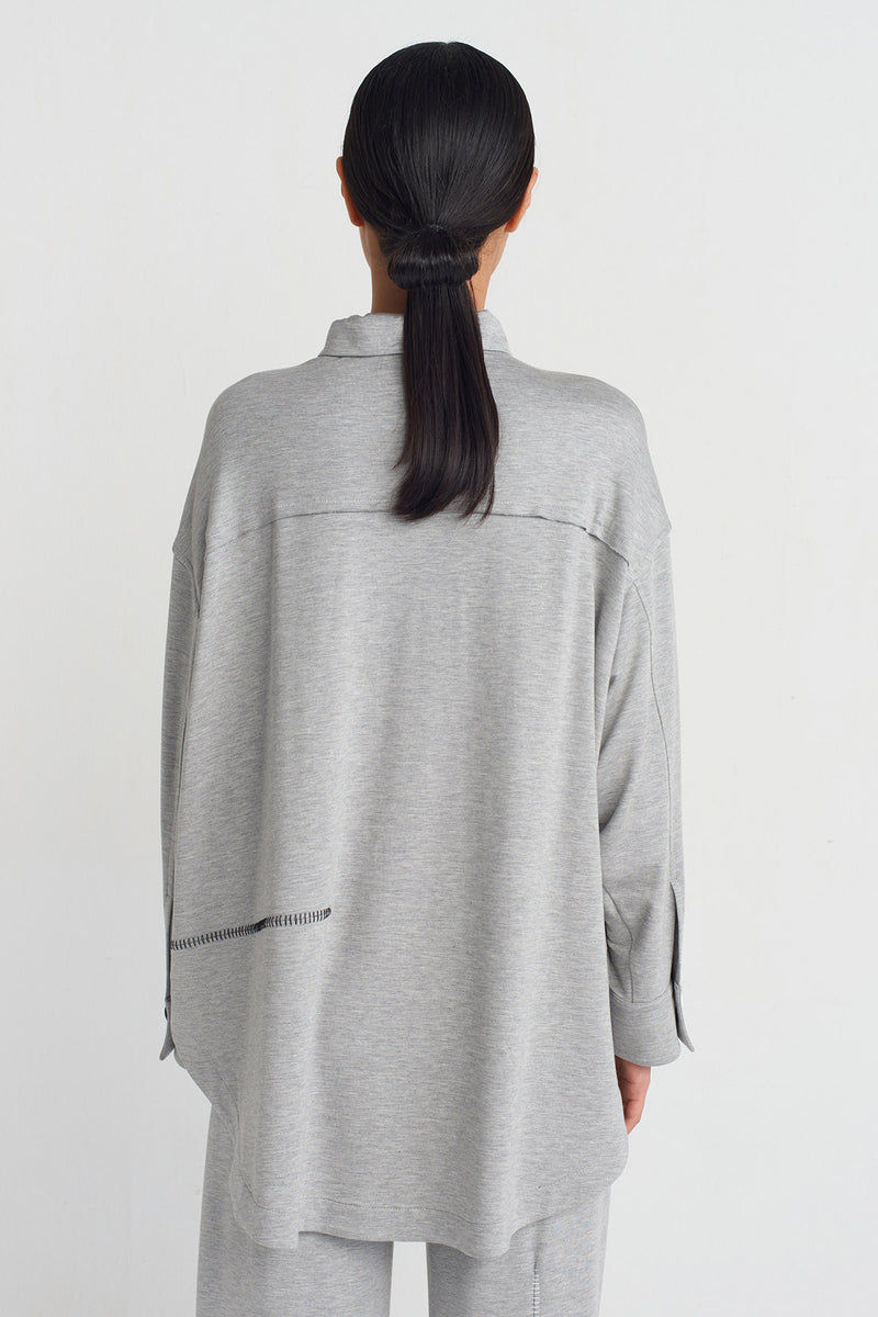 Nu Stitched Detail Shirt Grey Melange