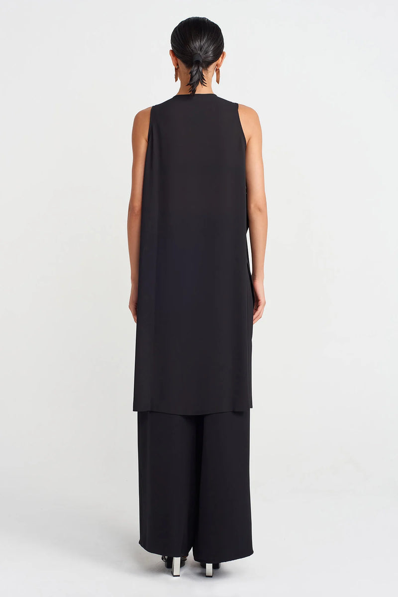 Nu Side Slit Tunic Blouse Black