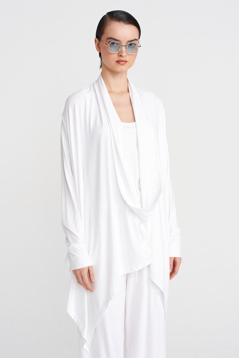 Nu Scarf Collar Blouse Off White