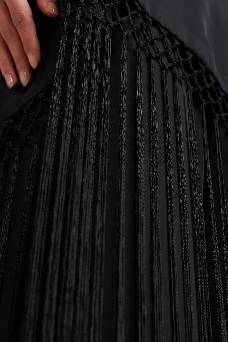 Nu Macrame Tassel Oversize Blouse Black