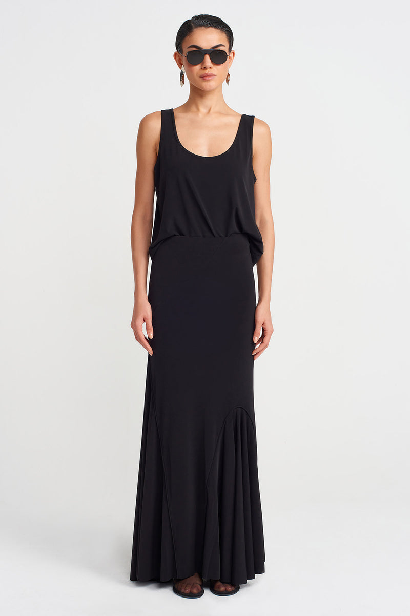 Nu Long Jersey Skirt Black