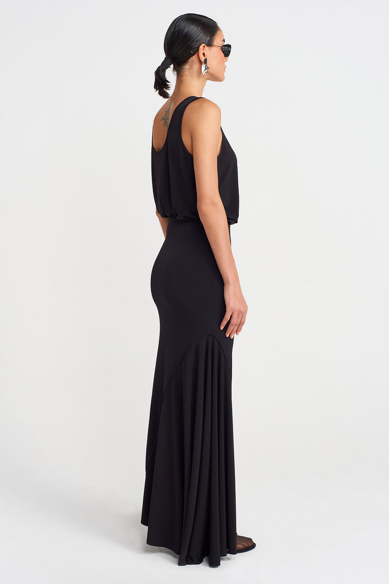 Nu Long Jersey Skirt Black