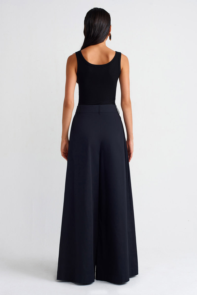 Nu Wide-Leg Poplin Trousers Black